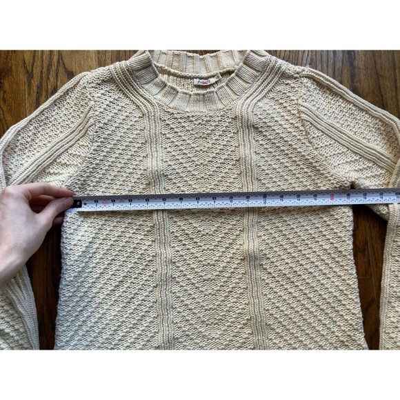 Faherty Sweater Womens Size Small Becket Fisherman Cream Cable Knit Cotton Blend - Picture 4 of 9